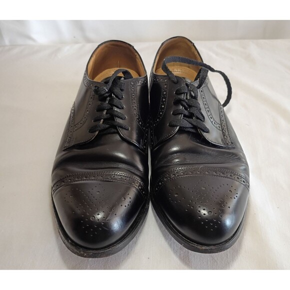 Vintage Bostonian Crown Windsor Oxford Black Leather Wing Tip Brogue Shoes 10 3E